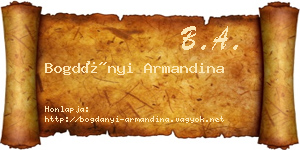 Bogdányi Armandina névjegykártya